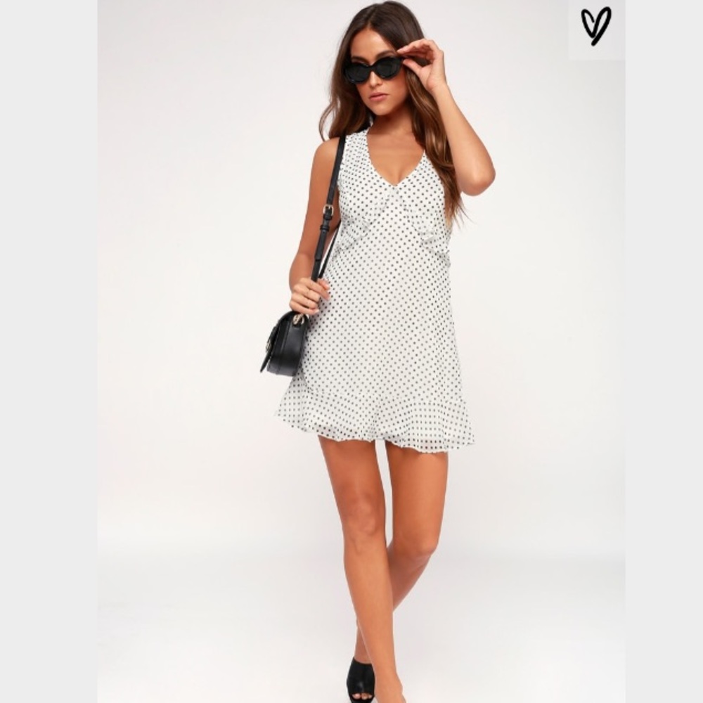 Lulus You Got It White Polka Dot Mini Dress
